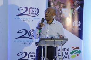 UCC boss Godfrey Mutabazi addressing guests at the UFF 2018 opening on Monday